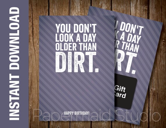 Funny Over The Hill Birthday Card Printable Birthday Gift Card Etsy