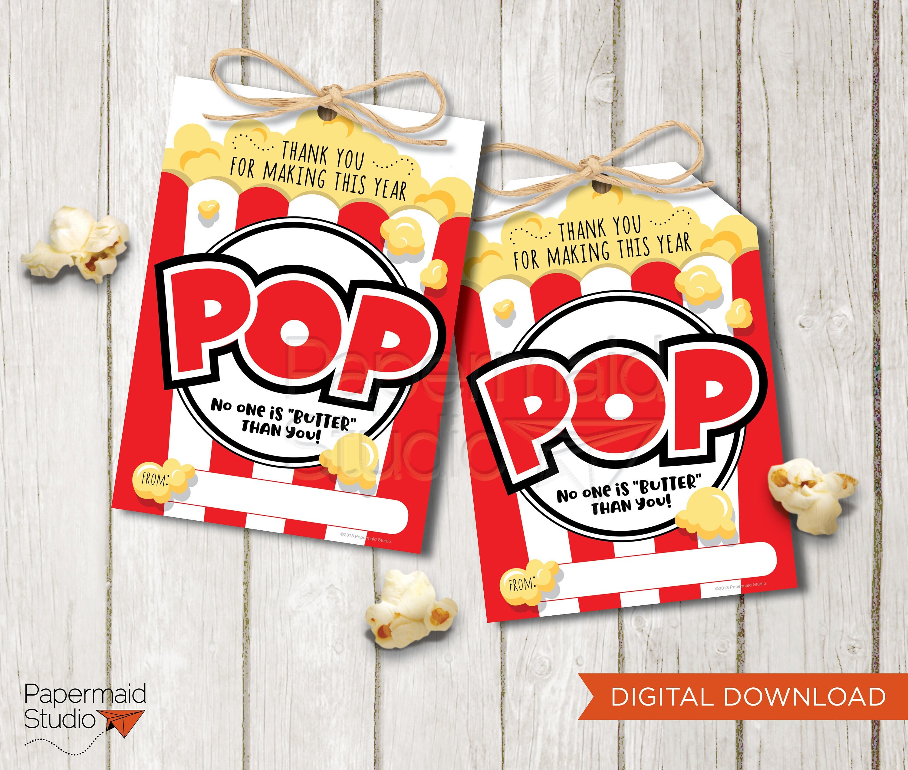 Teacher Appreciation Gift - Popcorn Teacher Appreciation Tag - Teacher ...