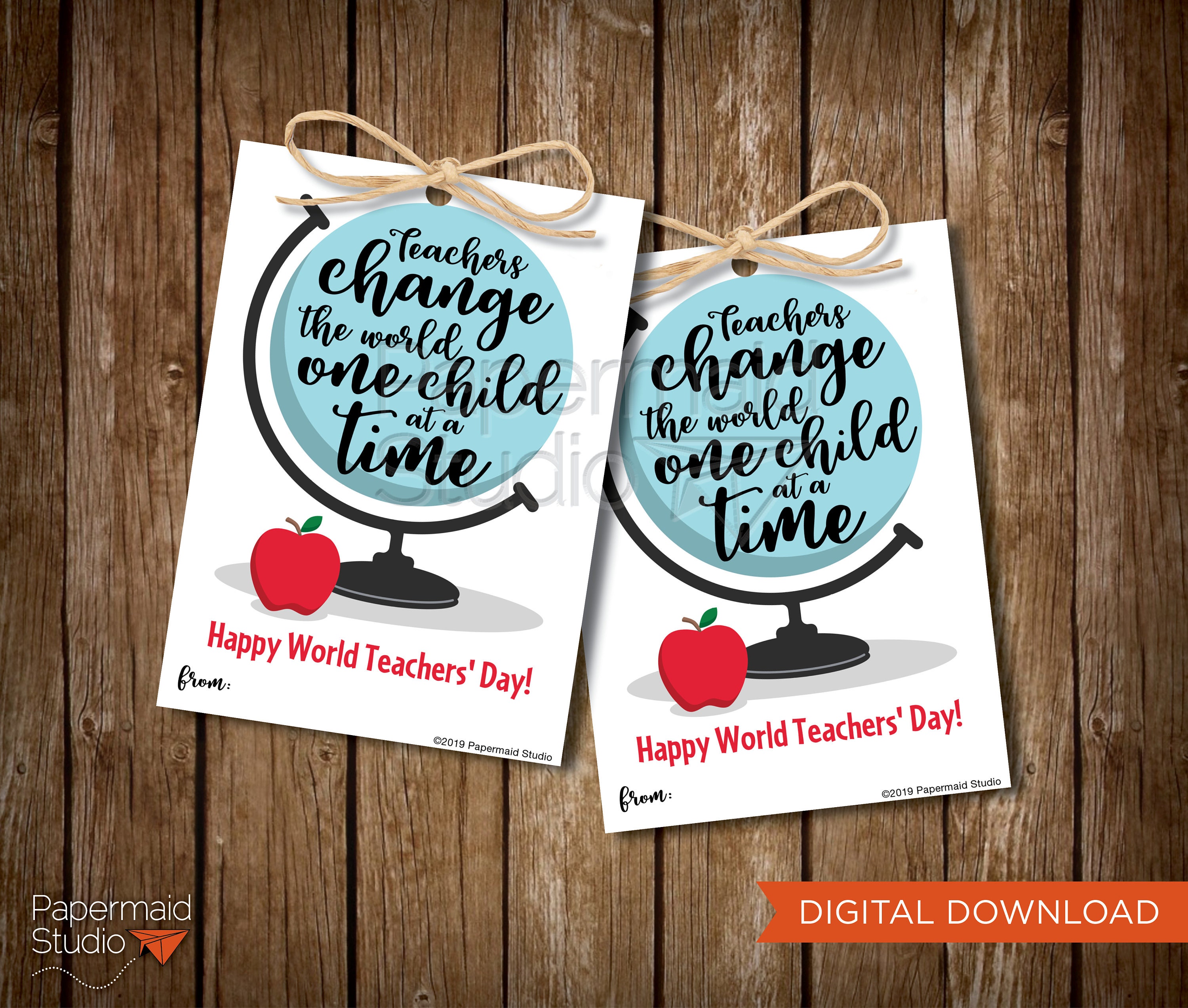 Teacher Thank You Gift Tag Printable World Teachers Day Etsy Australia