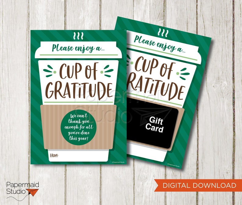 Teacher Thank You Card Printable - Coffee Gift Card Holder - Cup of ...