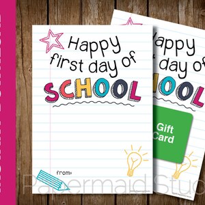 PRINTABLE Back to School Teacher Gift Card Holder - First Day of School Teacher Card - Welcome Back Teacher Card - Teacher Gift Card Holder