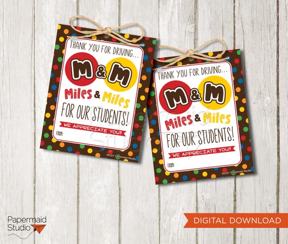 Bus Driver Appreciation Tag Printable - Bus Driver Gift - School Bus Driver Appreciation Thank You Tag - PTA PTO Bus Thank You Gift