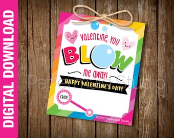 PRINTABLE Valentine's Day Bubbles Tag - Valentine You Make My Heart Pop Tag - Valentines Day Teacher Gift Bubble Tube Wand Label