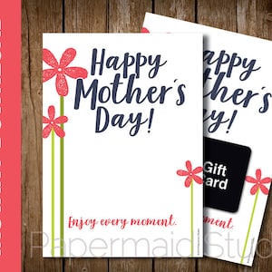 Mother's Day Gift Card Holder Printable Mother's Day Card - Gift Card Holder for Mom - Happy Mother's Day Card