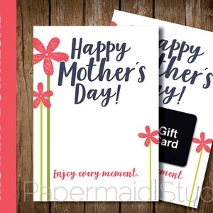 Moederdag cadeaukaarthouder Afdrukbare Moederdagkaart - Cadeaukaarthouder voor mama - Happy Mother's Day Card