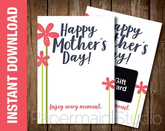 Mother's Day Gift Card Holder Printable Mother's Day Card - Gift Card Holder for Mom - Happy Mother's Day Card