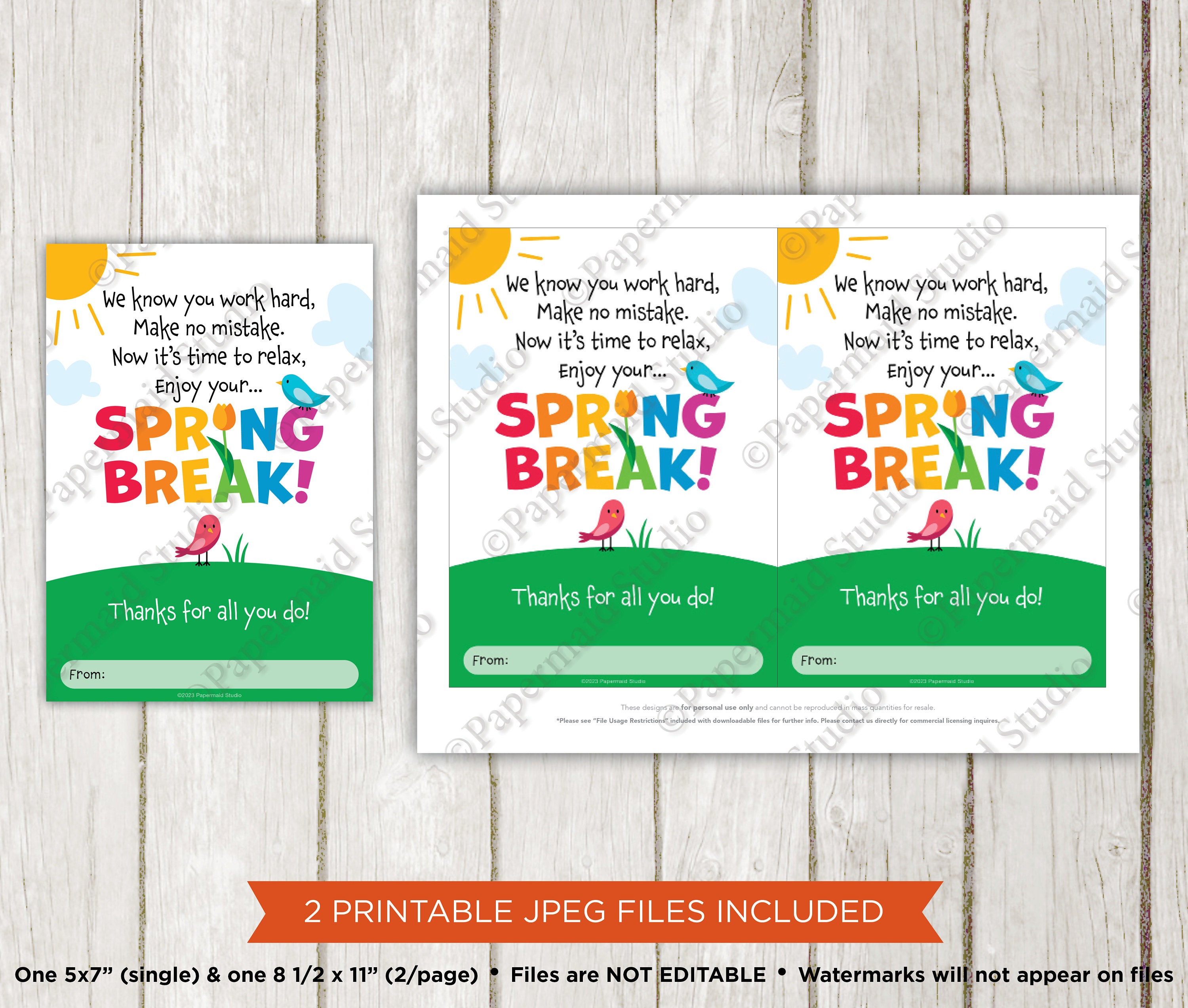 Teacher Spring Break Card - Daycare Easter Break Gift Card Holder ...