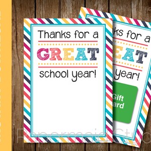 PRINTABLE Teacher Thank You Card - Teacher Appreciation Card - Teacher ...