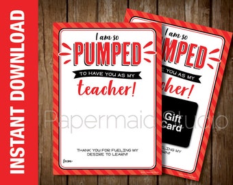 PRINTABLE Teacher Appreciation Gas Gift Card Holder - Teacher Thank You Card - PTO PTA School Staff Team Thanks - Appreciation Week