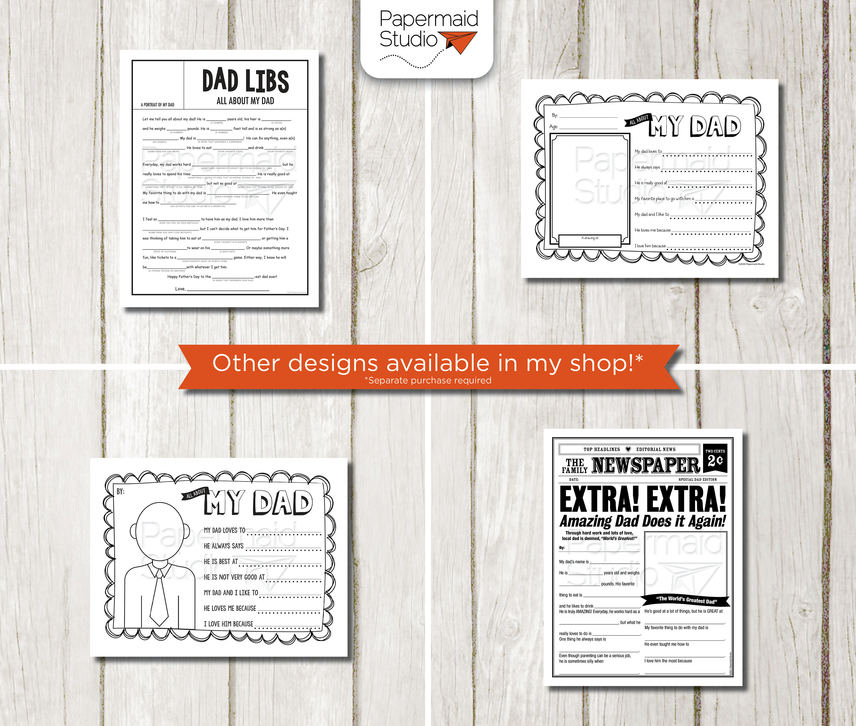 PRINTABLE All About My Dad Fill in the Blank Gift - Funny Father's Day ...
