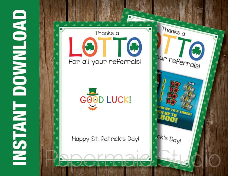 printable lottery ticket st patricks day business etsy