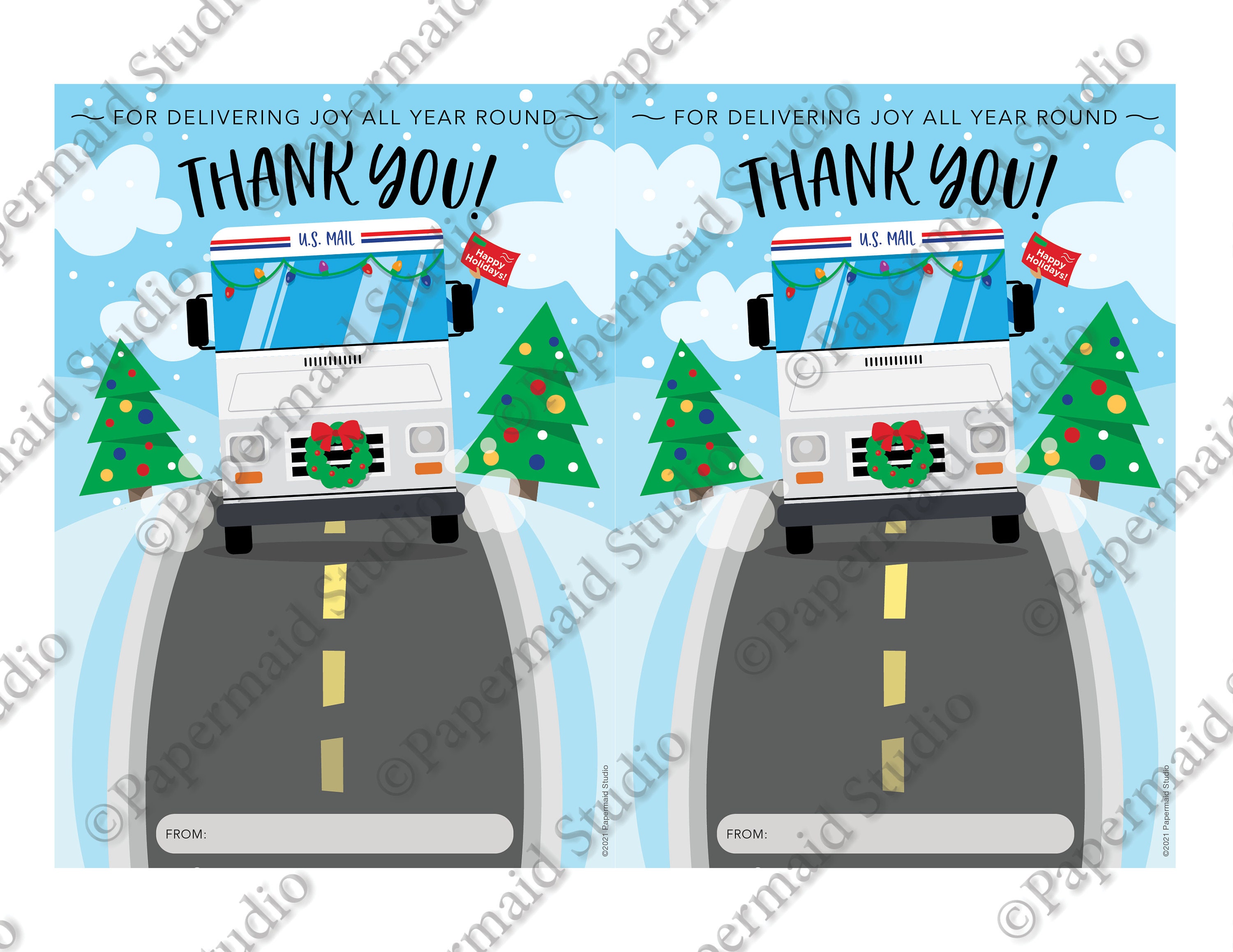 PRINTABLE Mailman Christmas Card Letter Carrier Thank You | Etsy