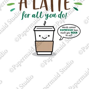 PRINTABLE Thanks a Latte Coffee Gift Card Holder - Boss's Day Card ...