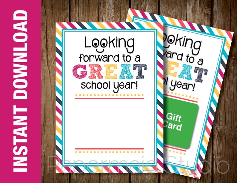 PRINTABLE Back to School Teacher Gift Card Holder - First Day of School ...