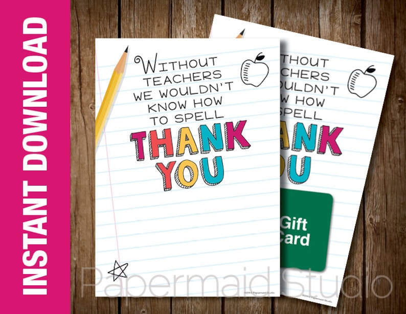PRINTABLE Teacher Thank You Card End of Year Teacher Card Etsy India