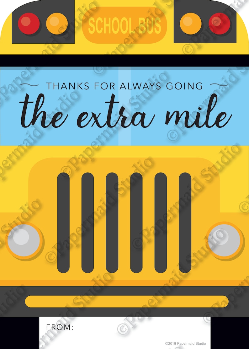 PRINTABLE Bus Driver Thank You Card Printable Bus Driver | Etsy