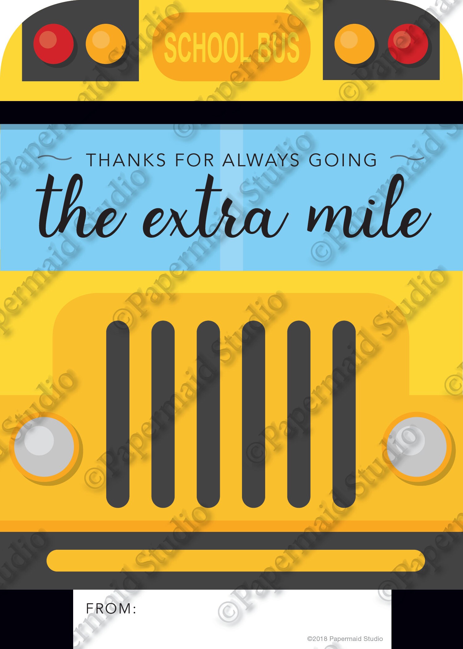 PRINTABLE Bus Driver Thank You Card Printable Bus Driver | Etsy