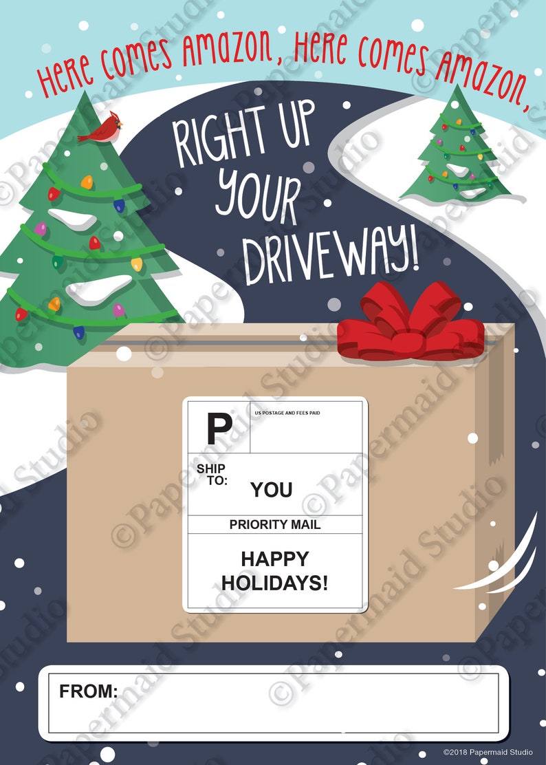 PRINTABLE Amazon Christmas Gift Card Holder Teacher Gift Etsy