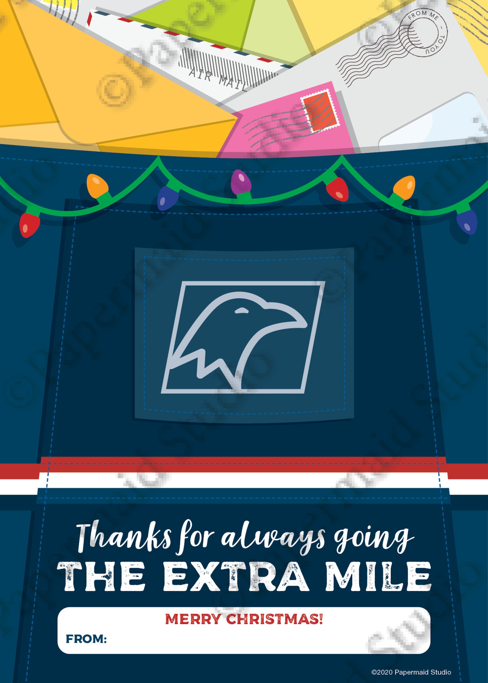 PRINTABLE Mailman Thank You Christmas Card Letter Carrier - Etsy