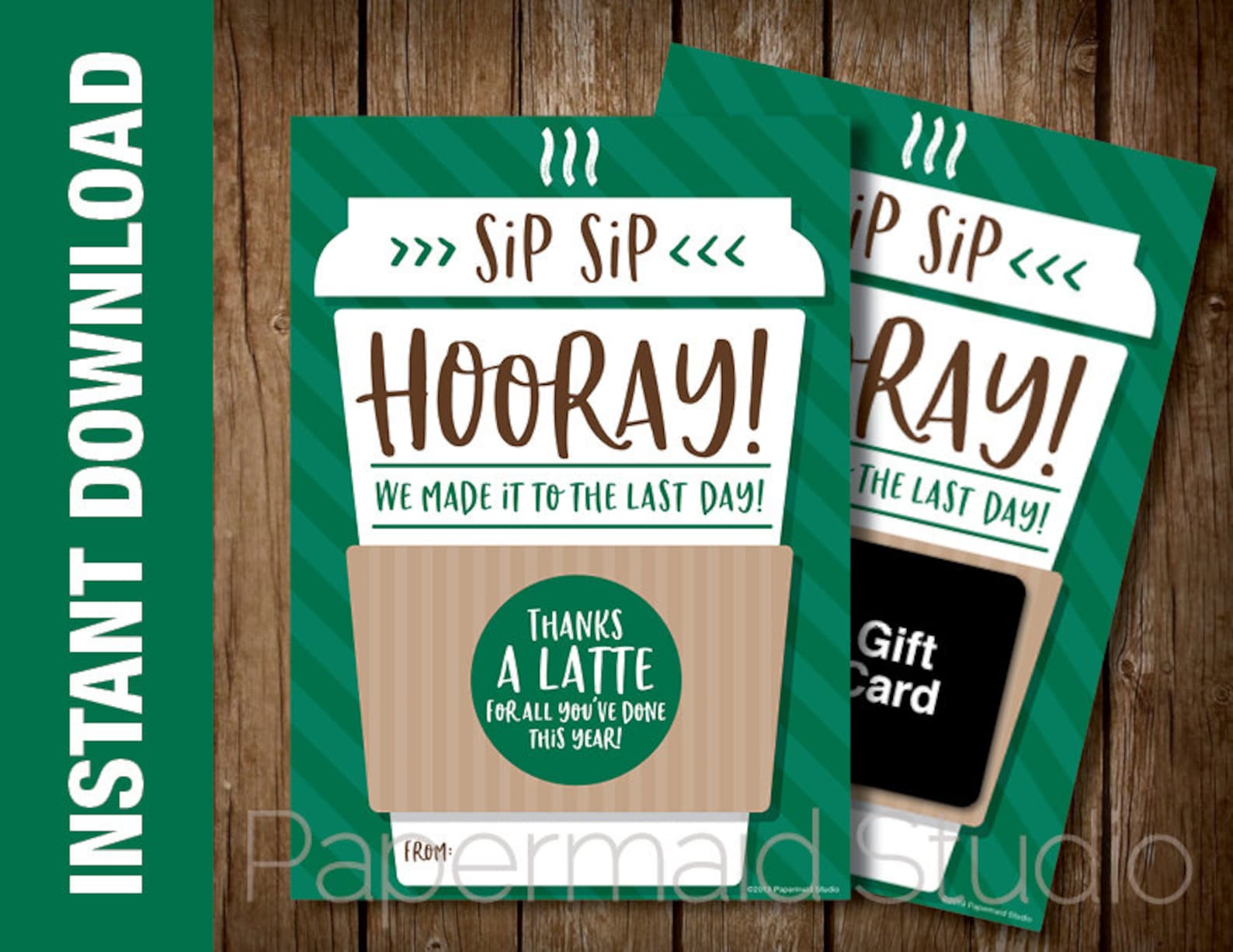 PRINTABLE Teacher Coffee Gift Card Holder Thanks a Latte - Etsy