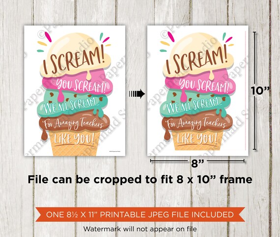 応援グッズ Dedicated Page for Purchasers Ice Cream Sign Printable - Ice Cream Teacher Appreciation Gift