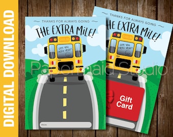 PRINTABLE Bus Driver Thank You Card - Bus Driver Gift Card Holder - Bus Driver Appreciation Week - School Bus Card - End of Year Bus