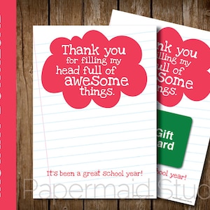PRINTABLE Teacher Thank You Card - Teacher Appreciation Card - Teacher Gift Card Holder - Educator Thank You Card - Therapist Thank you Card