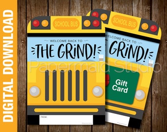 PRINTABLE Bus Driver Welcome Back Coffee Gift Card Holder - Welcome Back to the Grind - School Bus Driver Appreciation - First Day of School