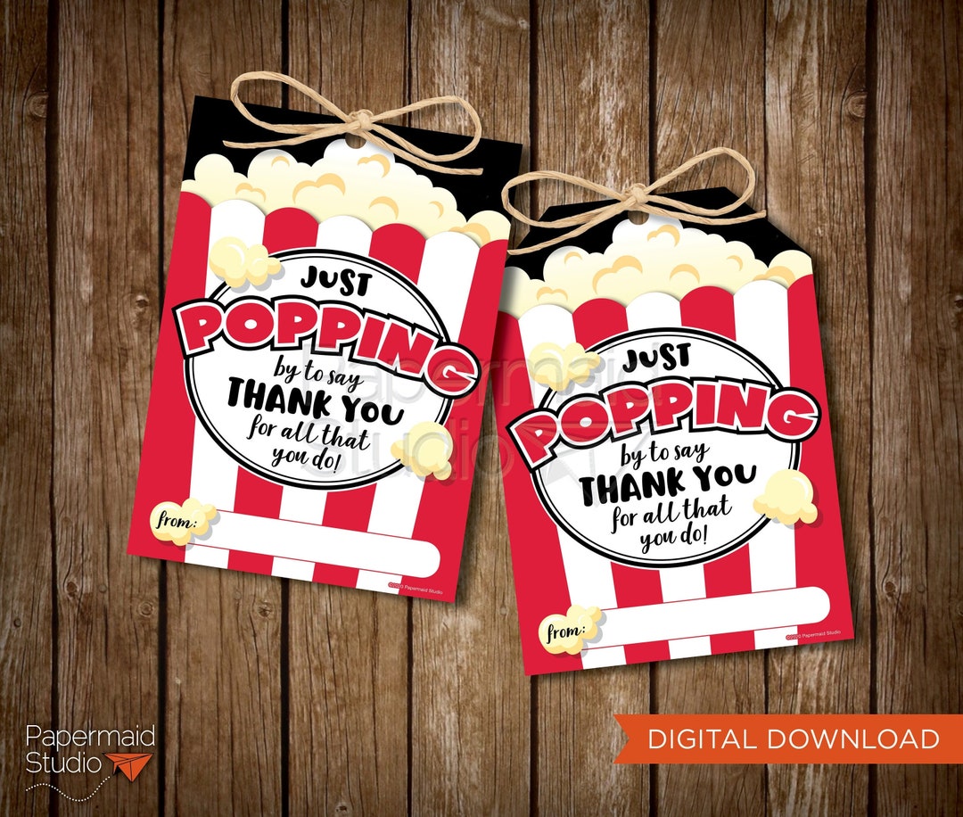 Teacher Appreciation Gift - Employee Appreciation Tag - Popcorn Teacher ...