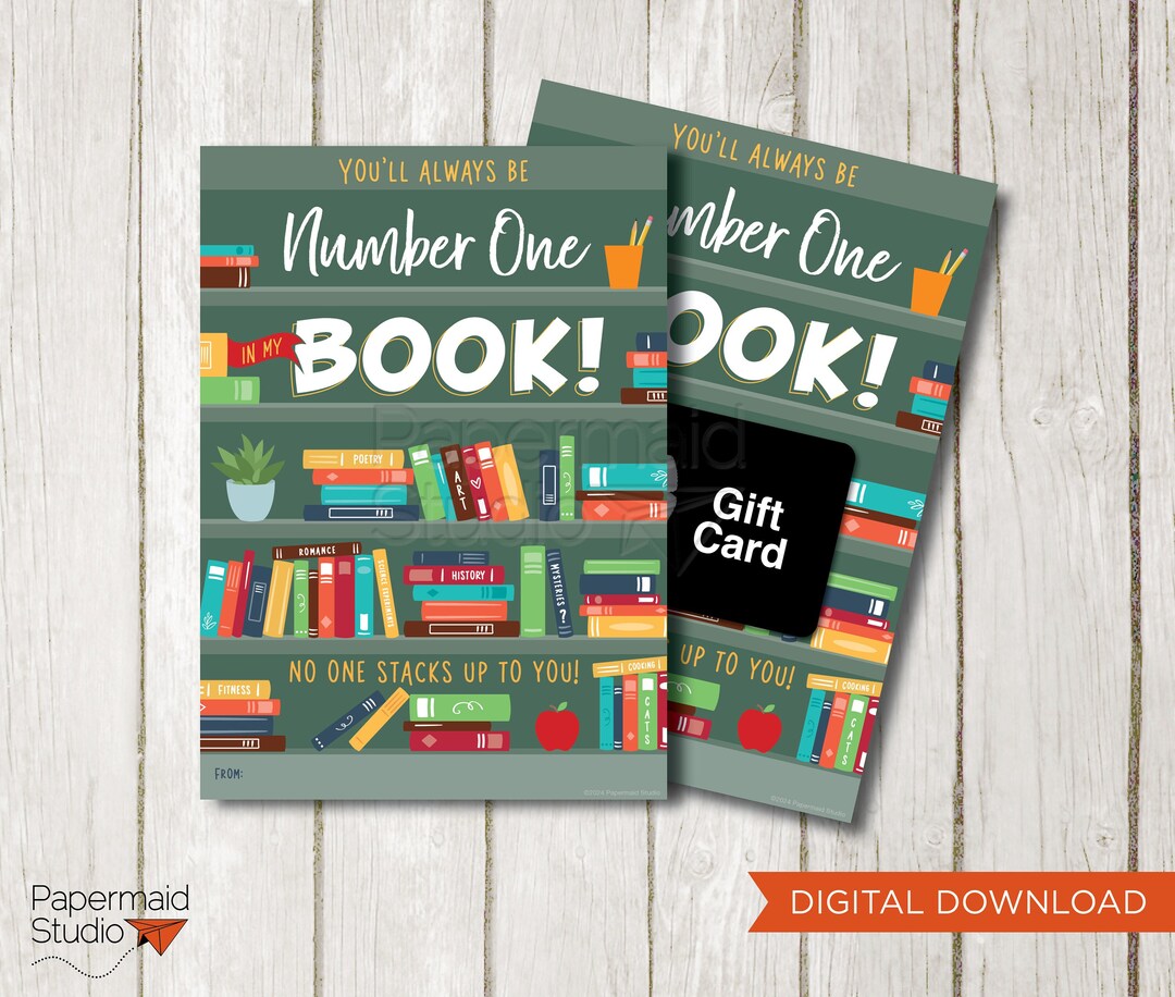Teacher Appreciation Gift Book Store Gift Card Holder Printable