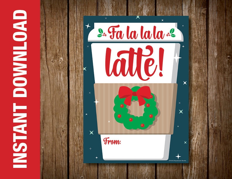 PRINTABLE Coffee Themed Christmas Card Coffee Holiday Card Etsy