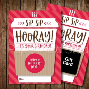 PRINTABLE Birthday Coffee Gift Card Holder - PRINTABLE Coffee Birthday Card - Teacher Birthday Card - Boss Birthday Card - Employee Card