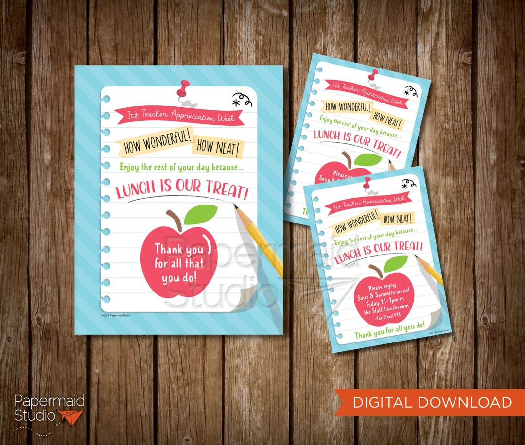 Teacher Appreciation Lunch Invitations and Sign Customized Teacher ...