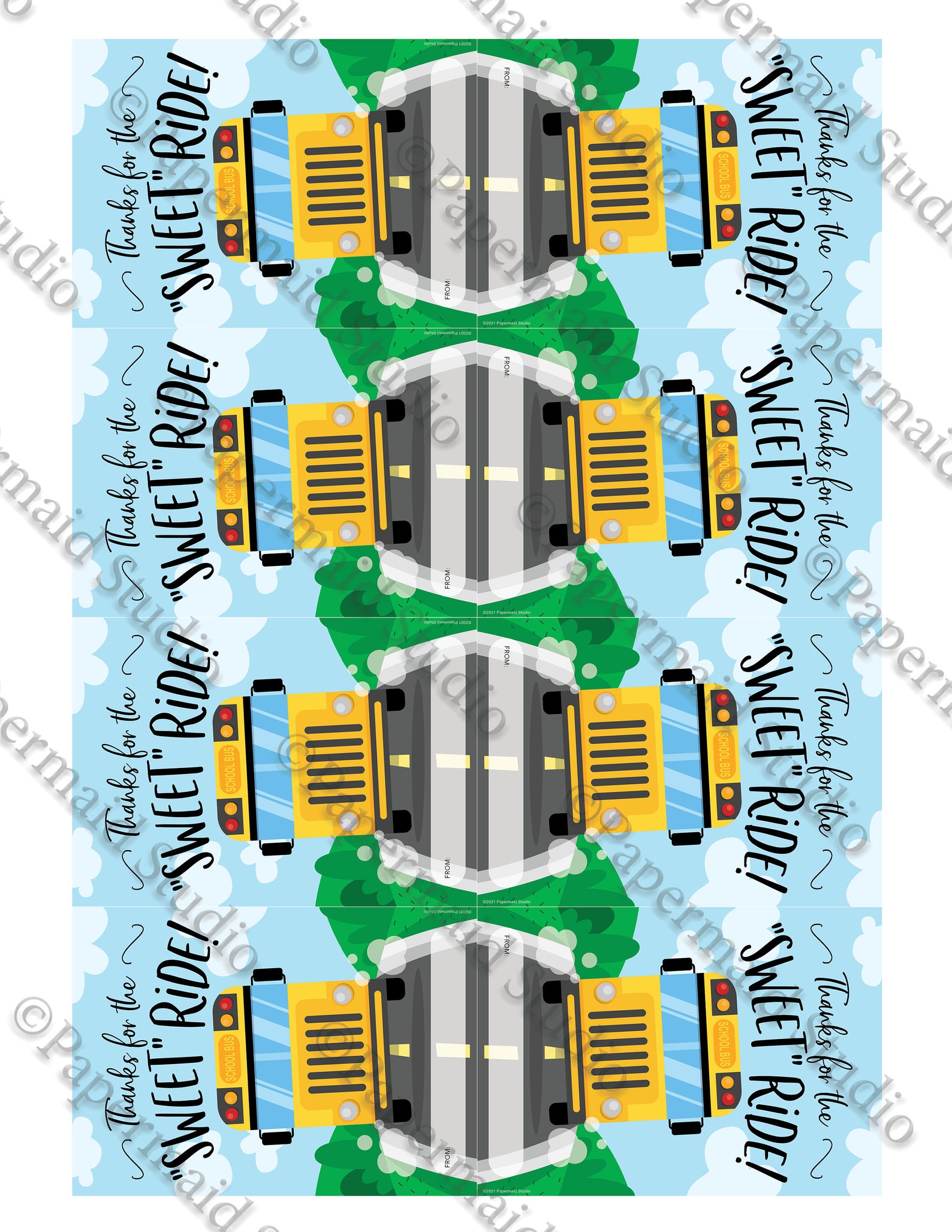 PRINTABLE Bus Driver Gift Tag Thank you for the SWEET ride | Etsy