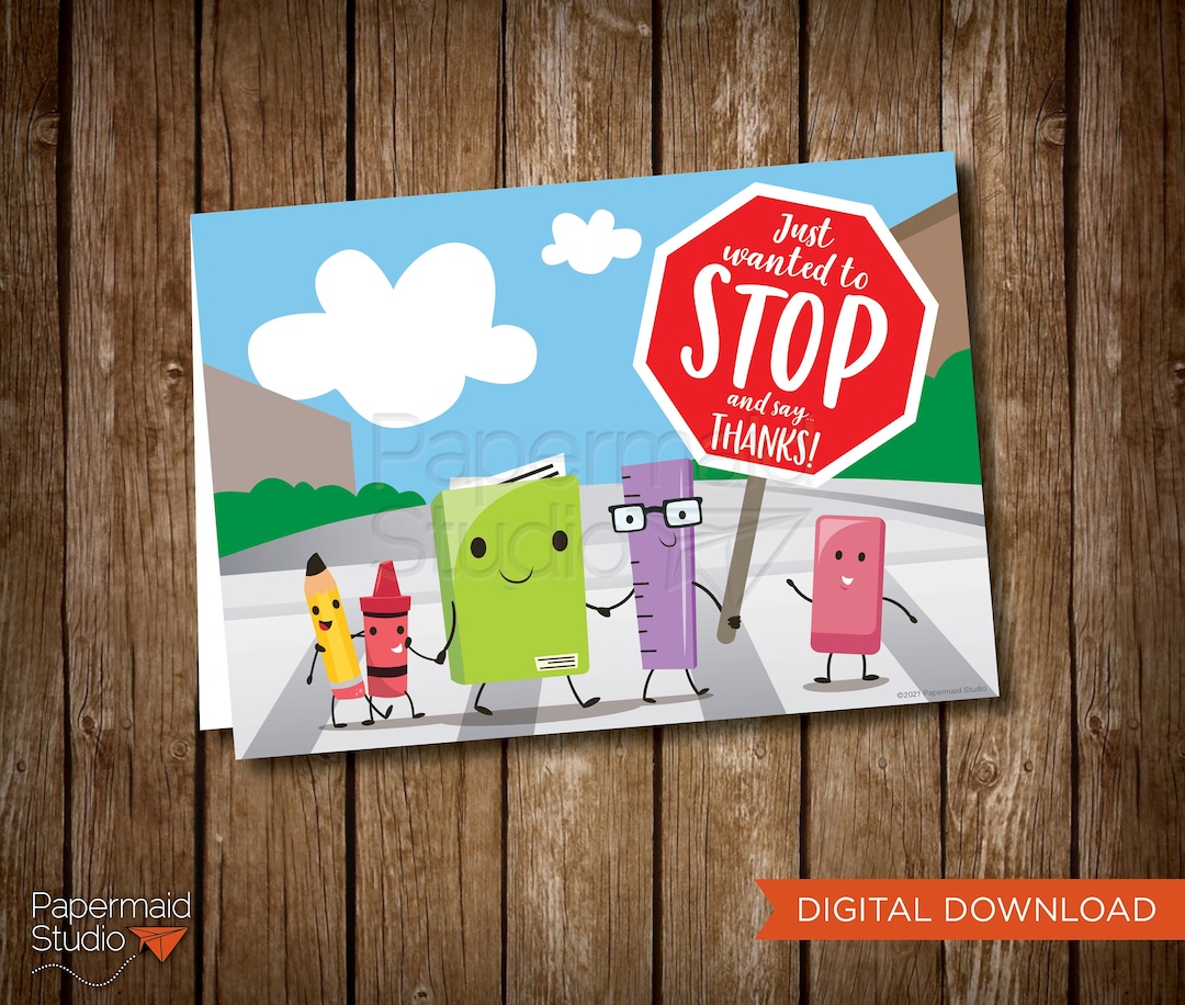 Crossing Guard Thank You Card Printable Crossing Guard Etsy