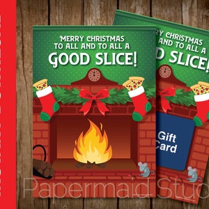 DRUCKBARE Pizza Night Holiday Card -- Weihnachtsgeschenkkartenhalter -- Frohe Weihnachten an alle und an alle ein gutes Stück!