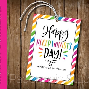 PRINTABLE Receptionists Day Gift Tag - Employee Appreciation Thank You Card - Staff - National Receptionist Day - Thanks For All You Do