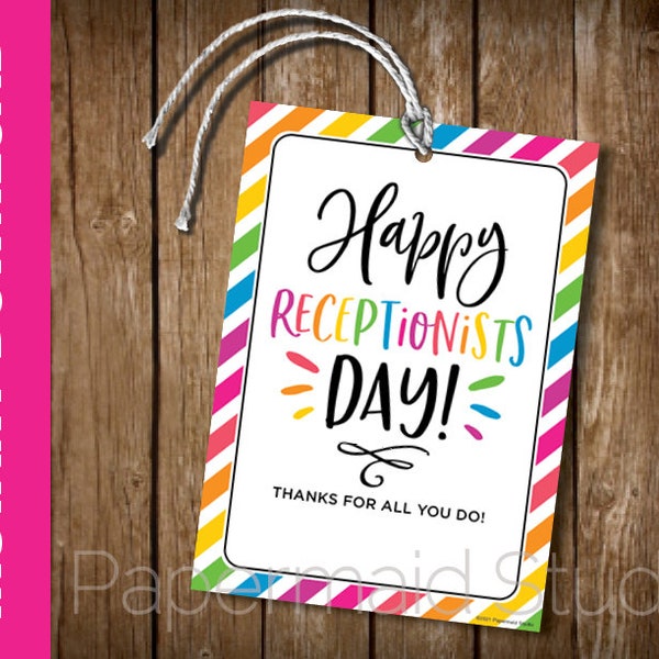 PRINTABLE Receptionists Day Gift Tag - Employee Appreciation Thank You Card - Staff - National Receptionist Day - Thanks For All You Do