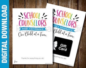 Printable School Counselor Thank You Card - Teacher Appreciation Week Gift Card Holder - End of Year School Counselor Card - PTO PTA Staff