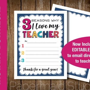 IMPRIMABLE All About My Teacher Merci Card - End of Year Teacher Gift Card Holder Teacher Appreciation Remplissez la carte vierge 8 x 11