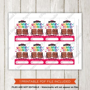 Brownie Valentine Tags Printable Brownie Valentine Labels Brownie ...