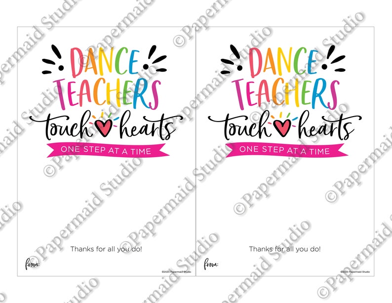 PRINTABLE Dance Teacher Thank You Card Teacher Appreciation Etsy