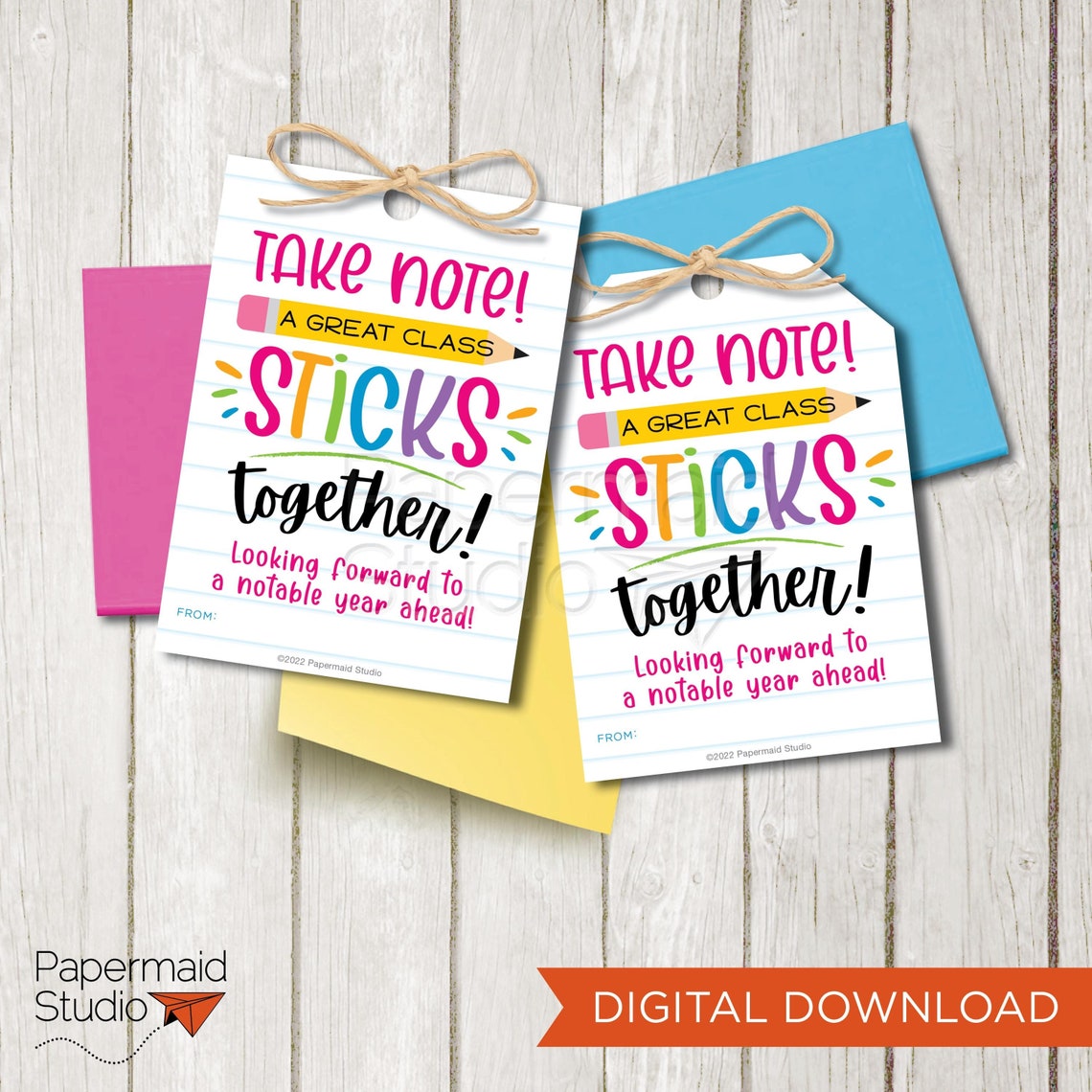 First Day of School Teacher Gift Tag Printable - Welcome Back Sticky ...