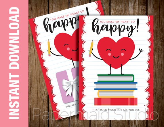 Printable Teacher Valentine Card Valentine S Day Card Etsy