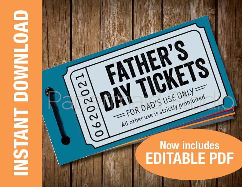 PRINTABLE/Editable Father's Day Coupons Tickets DIY gift for Dad …