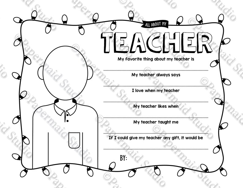 PRINTABLE All About Myteacher Christmas Card Teacher | Etsy