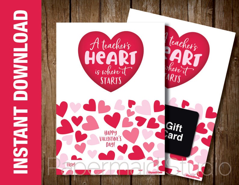 PRINTABLE Teacher Valentine Card Teacher Valentines Gift Etsy
