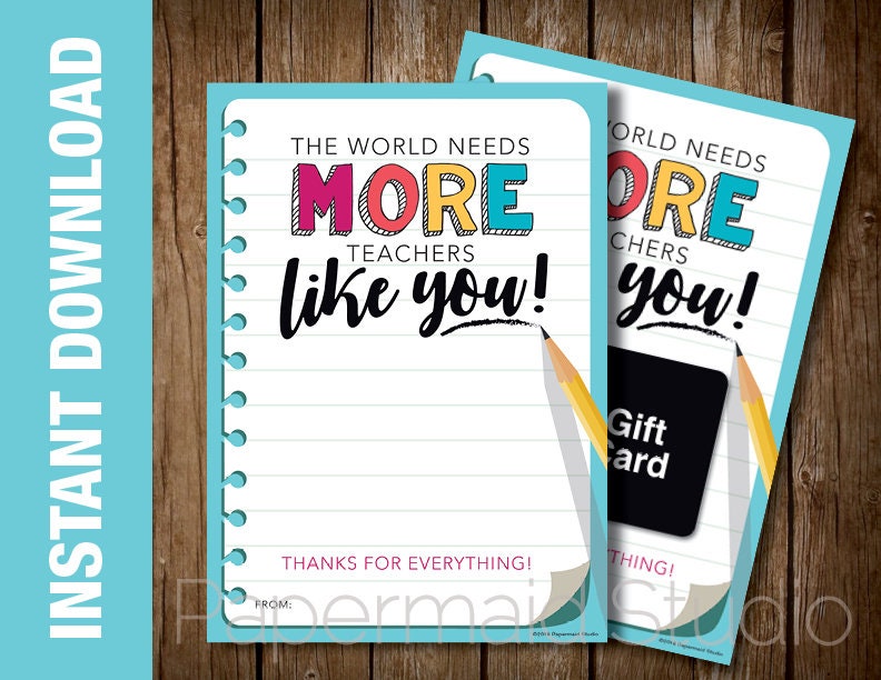 Teacher Thank You Gift Card Holder Printable - Teacher Thank You Card ...