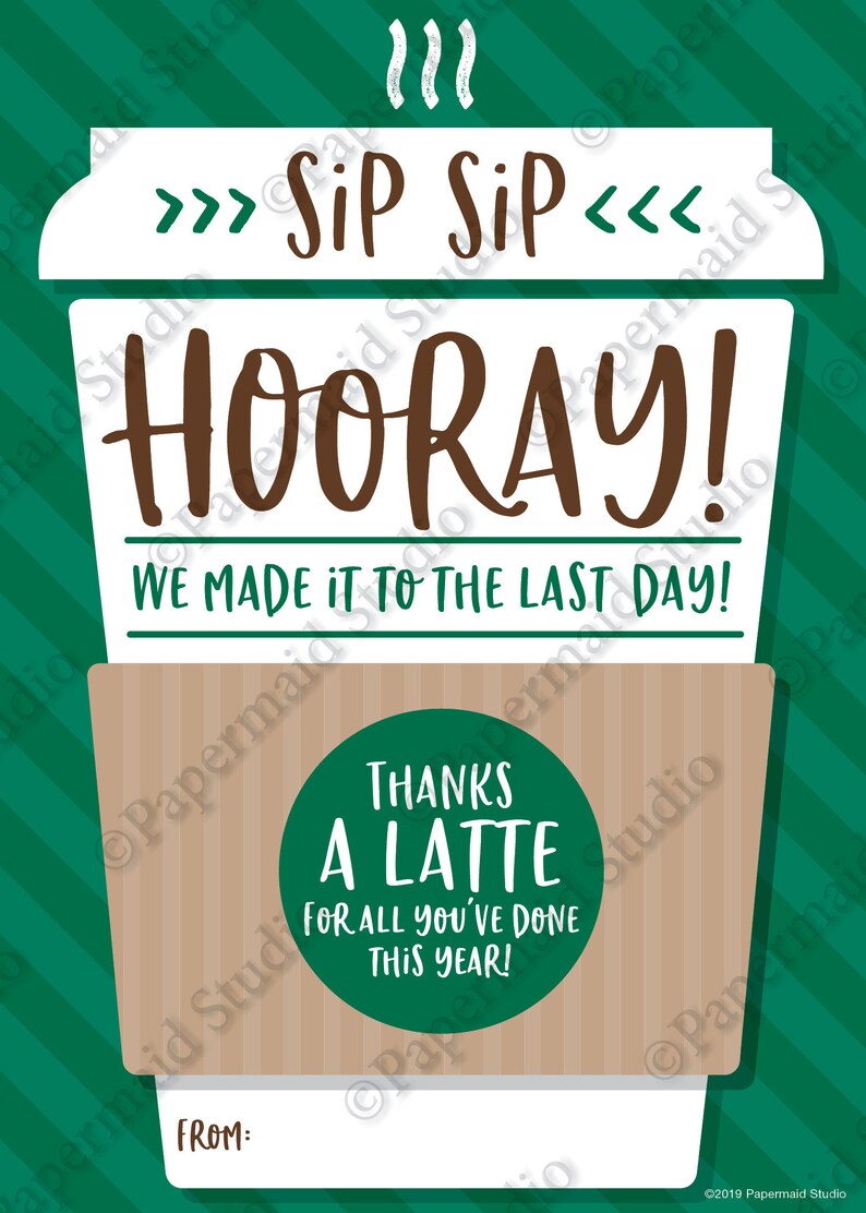 PRINTABLE Teacher Coffee Gift Card Holder Thanks a Latte Etsy