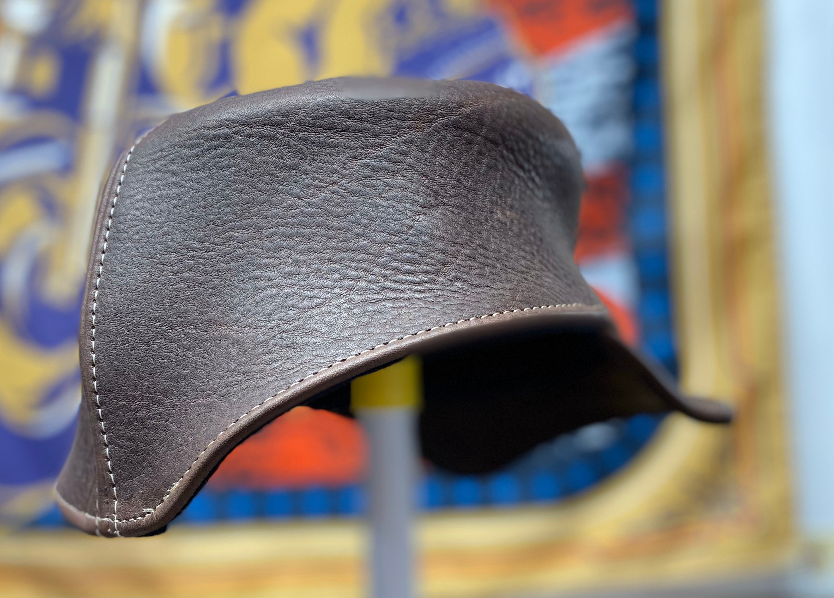 Civil War Leather Hat / Brown Distressed Leather Hat / Leather Cap 